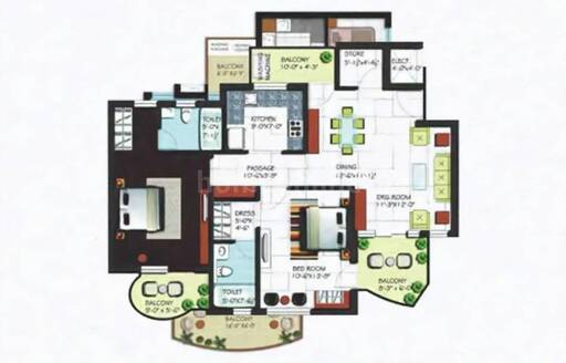 2 BHK APARTMENT 1315 sq- ft in Zirakpur